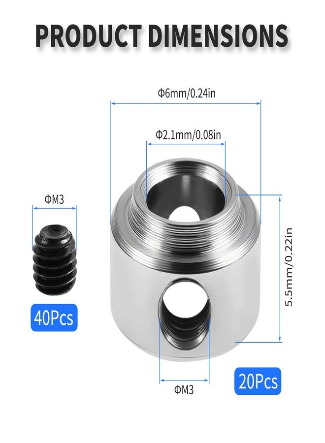 FOCMKEAS 20 Pcs Planed Landing Gear Stopper Set Wheel Collar 2.1 × 6mm/0.08" × 0.24" Plane Wheel Collar Block with Wench for RC Airplane Model Aircraft，Rc Airplane Parts - Image 2